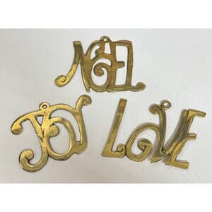 Vintage Brass Christmas ornaments Noel Joy Love